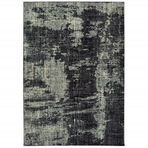 HomeRoots 10' Black and Ivory Abstract Distressed Area Rug - Stylish, Durable, Stain-Resistant Design for Modern Homes 9' X 12' 388410