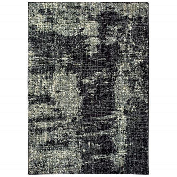 HomeRoots 10' Black and Ivory Abstract Distressed Area Rug - Stylish, Durable, Stain-Resistant Design for Modern Homes 9' X 12' 388410