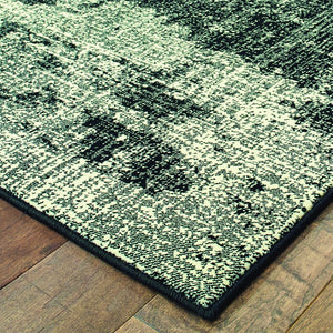 HomeRoots 10' Black and Ivory Abstract Distressed Area Rug - Stylish, Durable, Stain-Resistant Design for Modern Homes 9' X 12' 388410