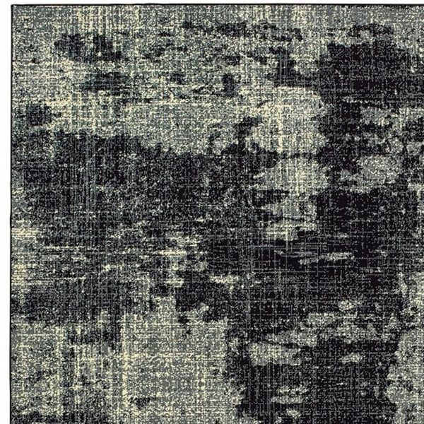 HomeRoots 10' Black and Ivory Abstract Distressed Area Rug - Stylish, Durable, Stain-Resistant Design for Modern Homes 9' X 12' 388410