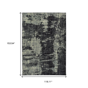 HomeRoots 10' Black and Ivory Abstract Distressed Area Rug - Stylish, Durable, Stain-Resistant Design for Modern Homes 9' X 12' 388410