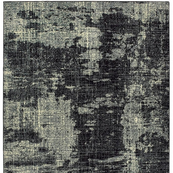 HomeRoots 10' Black and Ivory Abstract Distressed Area Rug - Stylish, Durable, Stain-Resistant Design for Modern Homes 9' X 12' 388410