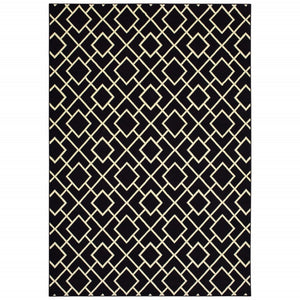 HomeRoots 10' Black and Ivory Diamond Area Rug - Modern Style, Durable, Stain-Resistant for High-Traffic Areas 9' X 12' 388416
