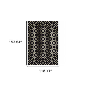 HomeRoots 10' Black and Ivory Diamond Area Rug - Modern Style, Durable, Stain-Resistant for High-Traffic Areas 9' X 12' 388416