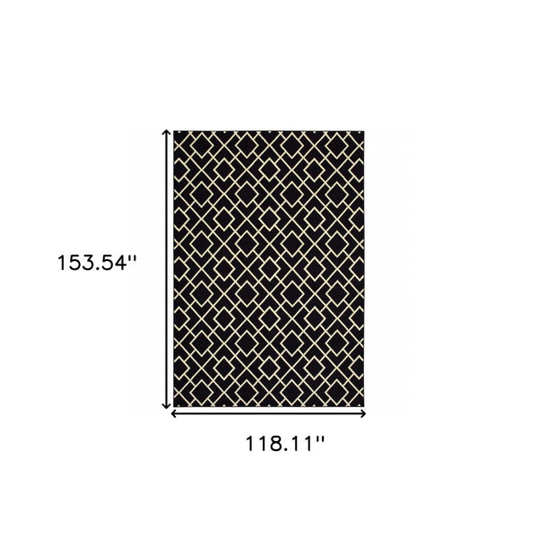HomeRoots 10' Black and Ivory Diamond Area Rug - Modern Style, Durable, Stain-Resistant for High-Traffic Areas 9' X 12' 388416