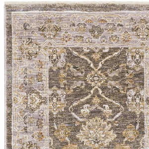 HomeRoots 5' Elegantly Crafted Beige and Grey Machine-Woven Oriental Area Rug for Timeless Indoor Charm 8' Runner Runner 388418