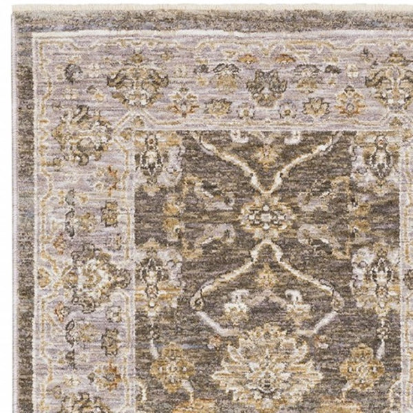 HomeRoots 5' Elegantly Crafted Beige and Grey Machine-Woven Oriental Area Rug for Timeless Indoor Charm 8' Runner Runner 388418