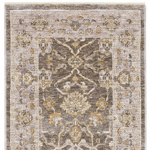 HomeRoots 5' Elegantly Crafted Beige and Grey Machine-Woven Oriental Area Rug for Timeless Indoor Charm 8' Runner Runner 388418