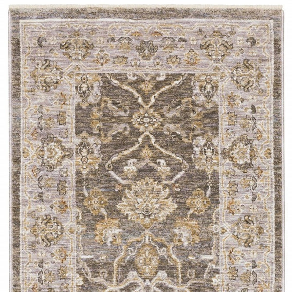 HomeRoots 5' Elegantly Crafted Beige and Grey Machine-Woven Oriental Area Rug for Timeless Indoor Charm 8' Runner Runner 388418