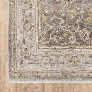 HomeRoots 5' Elegantly Crafted Beige and Grey Machine-Woven Oriental Area Rug for Timeless Indoor Charm 3' X 5' Rectangle 388419