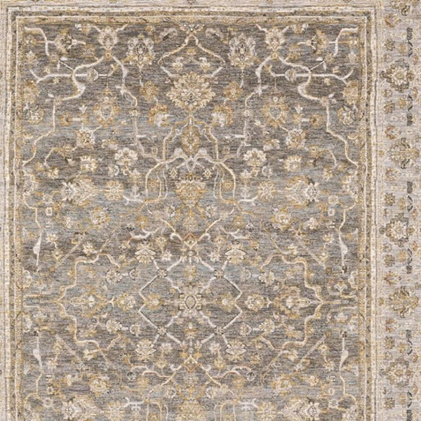 HomeRoots 5' Elegantly Crafted Beige and Grey Machine-Woven Oriental Area Rug for Timeless Indoor Charm 3' X 5' Rectangle 388419