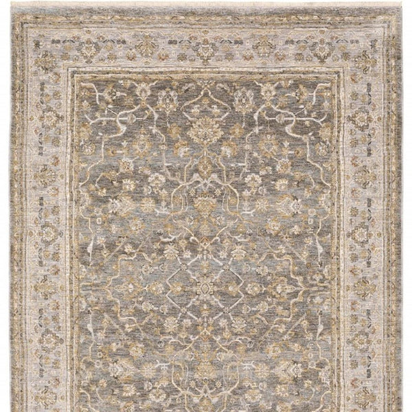 HomeRoots 5' Elegantly Crafted Beige and Grey Machine-Woven Oriental Area Rug for Timeless Indoor Charm 3' X 5' Rectangle 388419