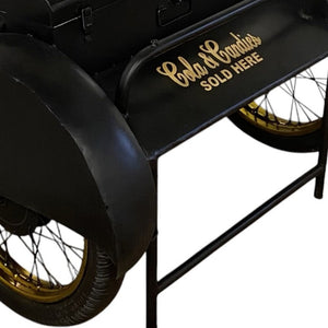 28 Inch Iron Wagon Wheel Accent Table with Rustic Distressed Trunk Storage