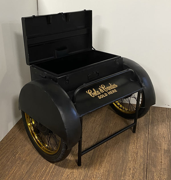 Homeroots Black Old Time Delivery Box Table With Storage  Metal 388442