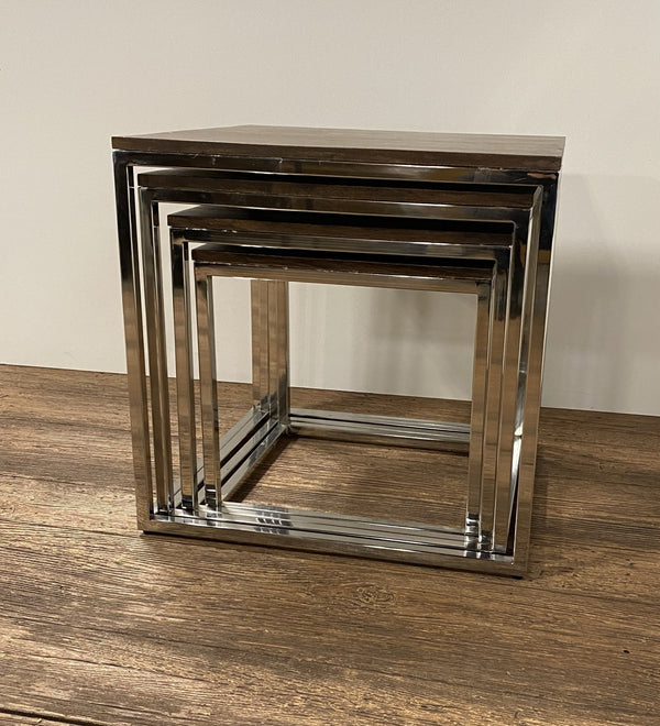 Homeroots Set Of 4 Modern Rustic Nesting Accent Tables   388481