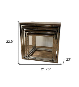 Homeroots Set Of 4 Modern Rustic Nesting Accent Tables   388481