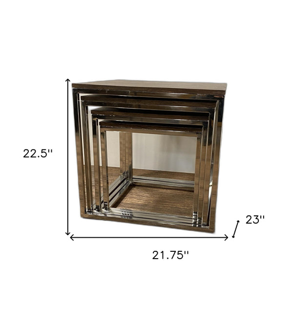 Homeroots Set Of 4 Modern Rustic Nesting Accent Tables   388481