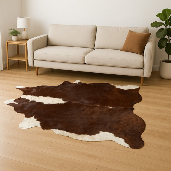 HomeRoots 6' Brown and White Cowhide Area Rug – Unique Natural Hide for Sophisticated Home Décor and Comfort 388524