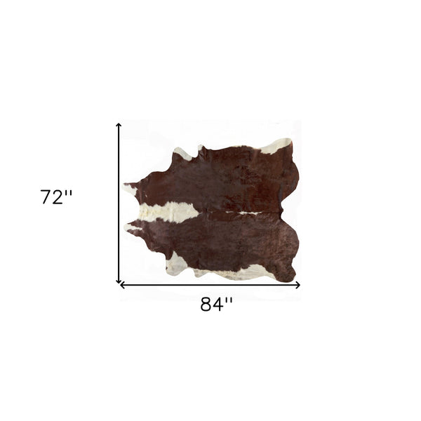 Homeroots 6' X 7' Brown And White Natural Cowhide Area Rug  Cowhide 388524
