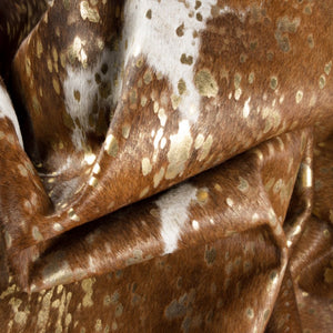 Homeroots 6' X 7' Brown White And Gold Natural Cowhide Area Rug  Cowhide 388525