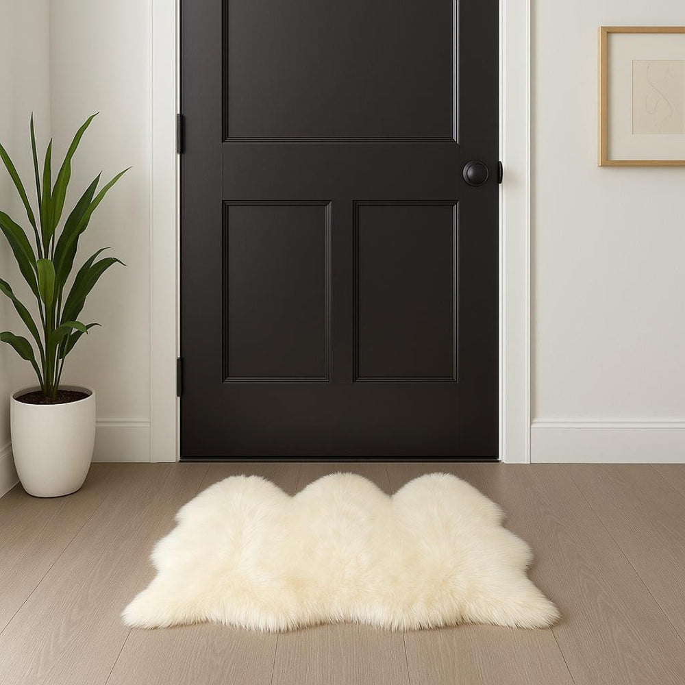 HomeRoots 3' X 5' Trio Natural Sheepskin Area Rug - Luxurious Off-White Comfort for Home Décor & Style 388527