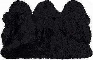 Homeroots 3' X 5' Black Natural Sheepskin Area Rug  Genuine Sheepskin 388528