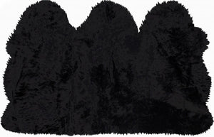 Homeroots 3' X 5' Black Natural Sheepskin Area Rug  Genuine Sheepskin 388528