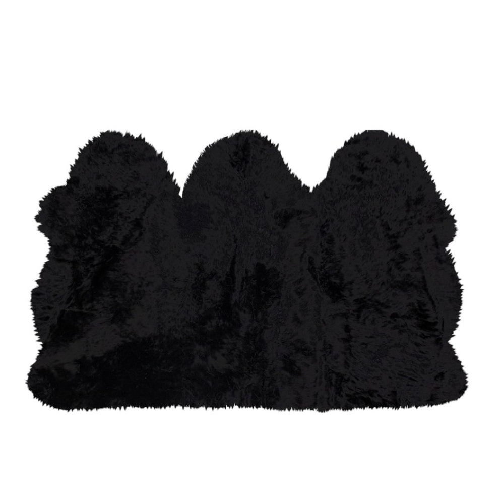 HomeRoots 3' X 5' Black Natural Sheepskin Area Rug - Luxurious, Hypoallergenic, and Versatile for Any Space 388528