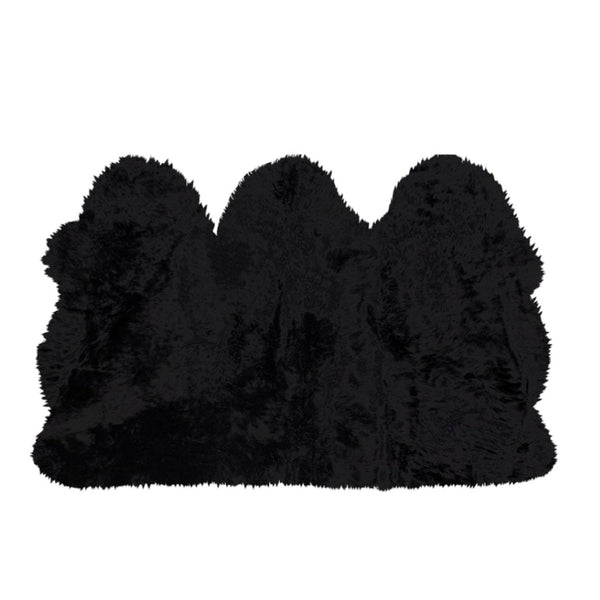 HomeRoots 3' X 5' Black Natural Sheepskin Area Rug - Luxurious, Hypoallergenic, and Versatile for Any Space 388528