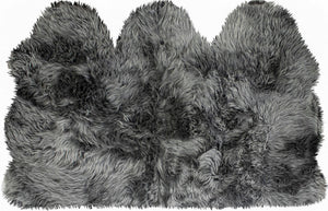 Homeroots 3' X 5' Gray Natural Sheepskin Area Rug  Genuine Sheepskin 388529