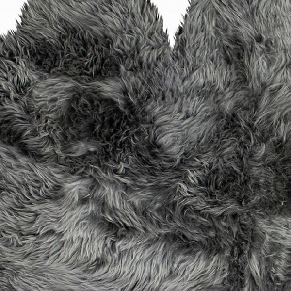 Homeroots 3' X 5' Gray Natural Sheepskin Area Rug  Genuine Sheepskin 388529