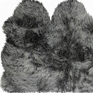 Homeroots 3' X 5' Gray Natural Sheepskin Area Rug  Genuine Sheepskin 388529