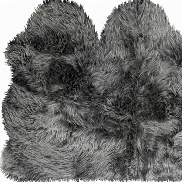 Homeroots 3' X 5' Gray Natural Sheepskin Area Rug  Genuine Sheepskin 388529