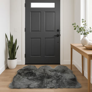 HomeRoots 3' X 5' Gray Natural Sheepskin Area Rug – Luxurious Handcrafted Comfort for Home Décor & Style 388529