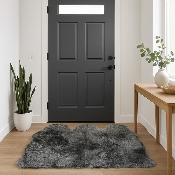 HomeRoots 3' X 5' Gray Natural Sheepskin Area Rug – Luxurious Handcrafted Comfort for Home Décor & Style 388529