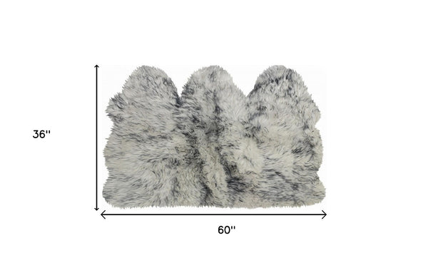 HomeRoots 3' X 5' Gray Ombre Sheepskin Area Rug - Luxurious Handcrafted Softness for Cozy Living Spaces 388530
