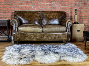 HomeRoots 3' X 5' Gray Ombre Sheepskin Area Rug - Luxurious Handcrafted Softness for Cozy Living Spaces 388530