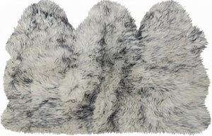 HomeRoots 3' X 5' Gray Ombre Sheepskin Area Rug - Luxurious Handcrafted Softness for Cozy Living Spaces 388530