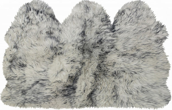 HomeRoots 3' X 5' Gray Ombre Sheepskin Area Rug - Luxurious Handcrafted Softness for Cozy Living Spaces 388530