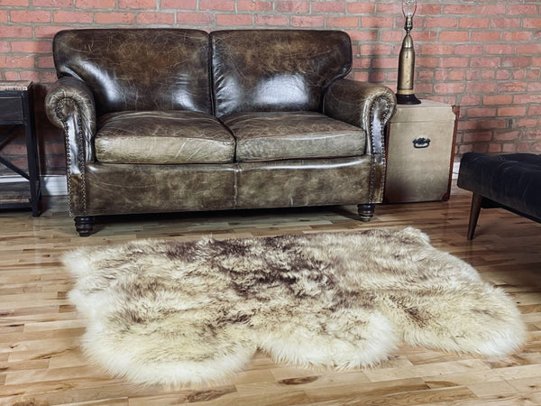 HomeRoots 3' Brown Ombre Natural Sheepskin Area Rug - Luxurious Handcrafted Comfort for Living Spaces & More 388531