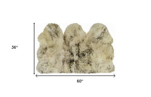 HomeRoots 3' Brown Ombre Natural Sheepskin Area Rug - Luxurious Handcrafted Comfort for Living Spaces & More 388531