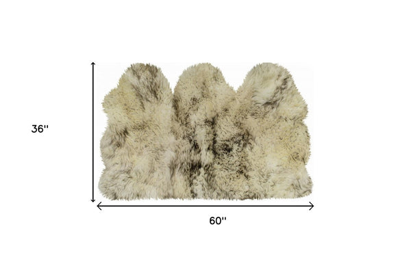 HomeRoots 3' Brown Ombre Natural Sheepskin Area Rug - Luxurious Handcrafted Comfort for Living Spaces & More 388531