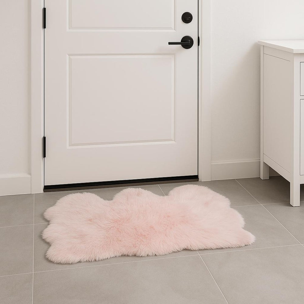 HomeRoots 3' X 5' Pink Natural Sheepskin Area Rug - Luxurious Handcrafted Softness for Cozy Home Decor 388532