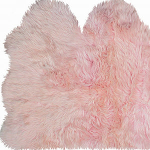 Homeroots 3' X 5' Pink Natural Sheepskin Area Rug  Genuine Sheepskin 388532