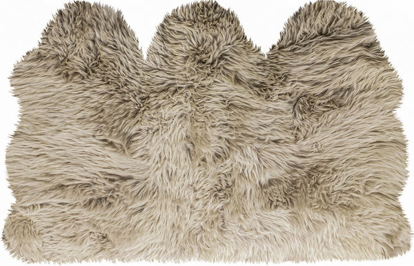 Homeroots 3' X 5' Taupe Natural Sheepskin Area Rug  Genuine Sheepskin 388533