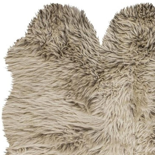 HomeRoots 3' X 5' Luxurious Taupe Natural Sheepskin Area Rug - Handcrafted, Soft, Unique & Durable Accent Piece 388533