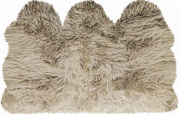 Homeroots 3' X 5' Taupe Natural Sheepskin Area Rug  Genuine Sheepskin 388533
