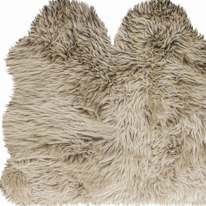 Homeroots 3' X 5' Taupe Natural Sheepskin Area Rug  Genuine Sheepskin 388533