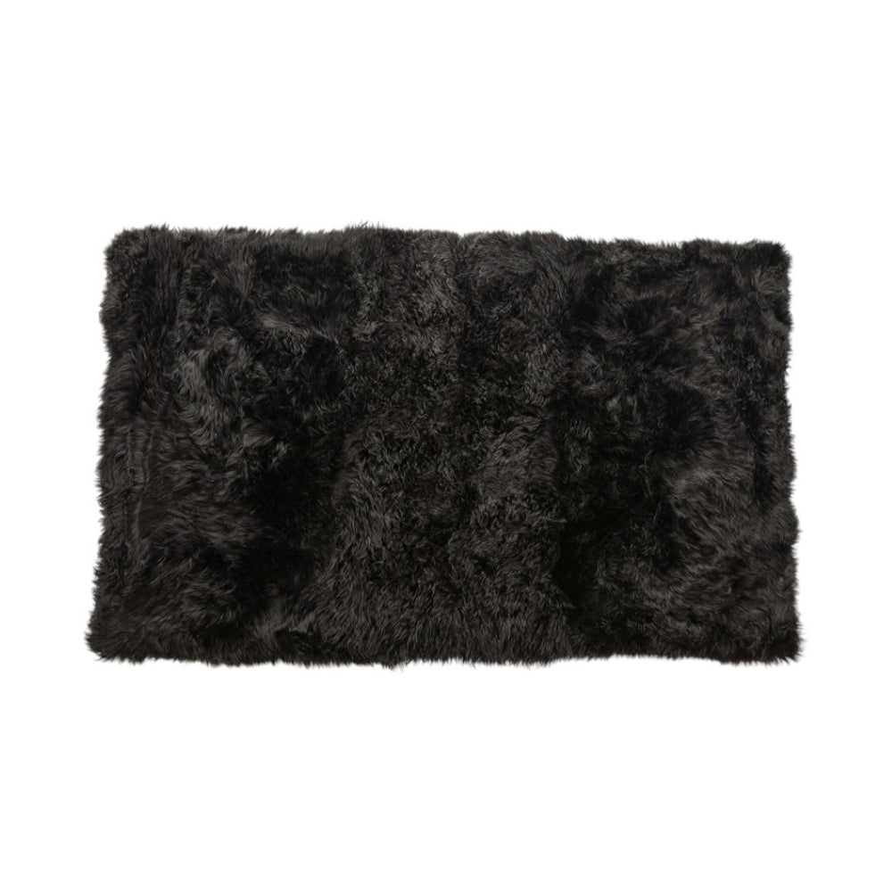 HomeRoots 3' X 5' Luxurious Black Natural Sheepskin Area Rug - Soft, Durable, and Versatile Home Decor Accent 388536