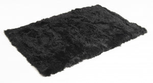 Homeroots 3' X 5' Black Natural Rectangular Sheepskin Area Rug  Genuine Sheepskin 388536